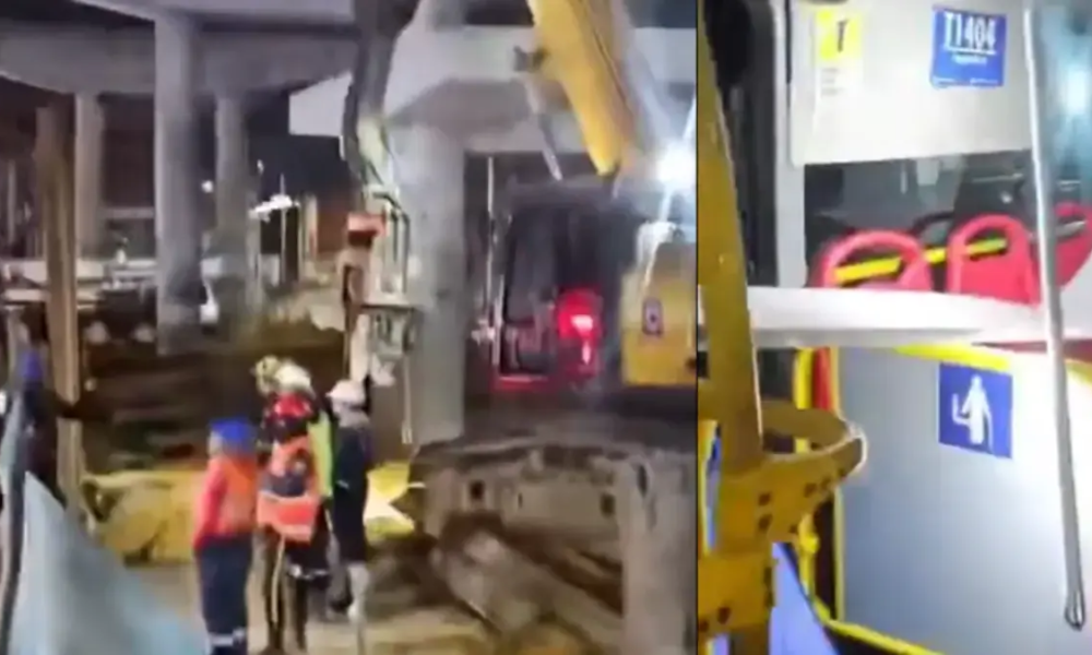 Empresa metro de bogotá se pronuncia Tras el accidente que dejó cuatro personas heridas por la caída de maquinaria Sobre un autobús de transmilenio