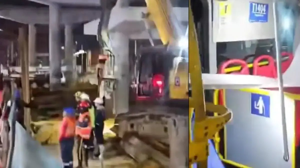 Empresa metro de bogotá se pronuncia Tras el accidente que dejó cuatro personas heridas por la caída de maquinaria Sobre un autobús de transmilenio