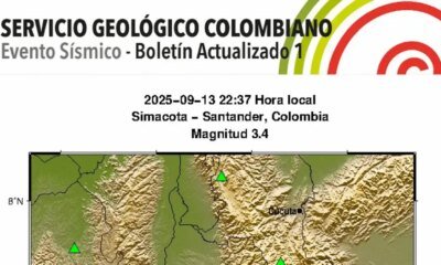 Temblor Hoy en Colombia | Reportan Nuevo Sismo de la Asanancia en la Noche de Este 13 de Septiembre; Epicentro, magnitud y Profundidad