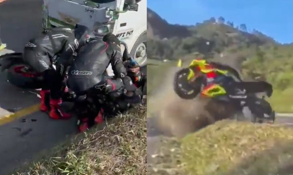 DOS MOTOCICLISTAS SUFRIERON GRAVE accidente en la Vía Bogotá-Villeta: Salieron Volando Tras Bocar Contra Un Camión
