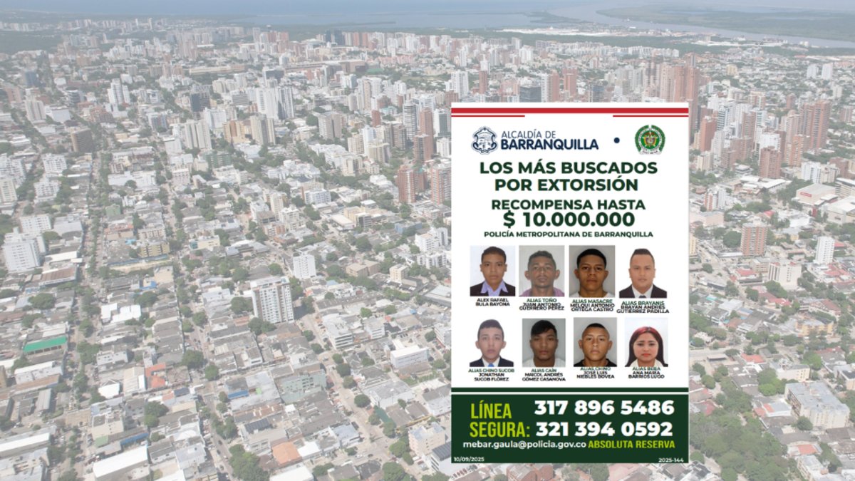 Barranquilla Lanza Cartel de Los Más Buscados por Extorsión; Autoridadas Aseguran que se Ha Evitado El Pago de $ 5.500 Millones en Extorsiones
