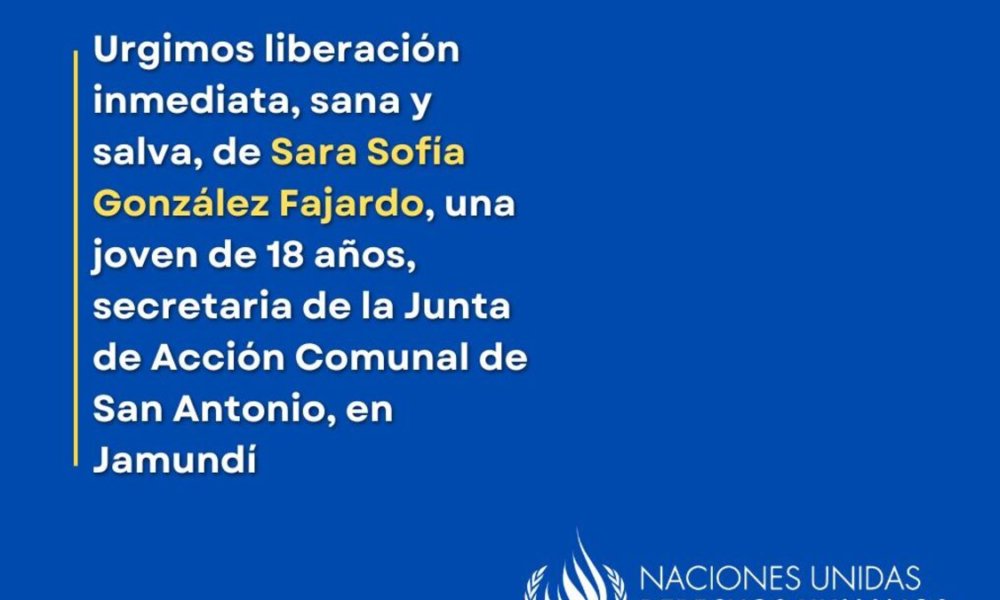 Onu Derechos Humanos Colombia Denunció El Secuestro de Lideresa Campesina E Integrante de Jac de Zona Rural de Jamundí, en Valle; clama por su liberacia