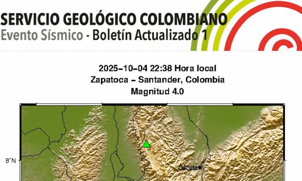 Fuerte Temblor en Colombia Hoy 4 de Octubre | Servicio Geológico Colombiano Reportó Sismo de Magnitud 4: Epicentro y Más Detalles
