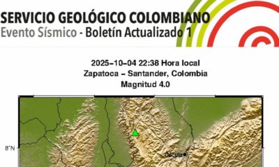 Fuerte Temblor en Colombia Hoy 4 de Octubre | Servicio Geológico Colombiano Reportó Sismo de Magnitud 4: Epicentro y Más Detalles