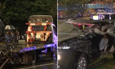 camioneta chocó contra una grúa y conductor perdió la vida; carro quedó destruido