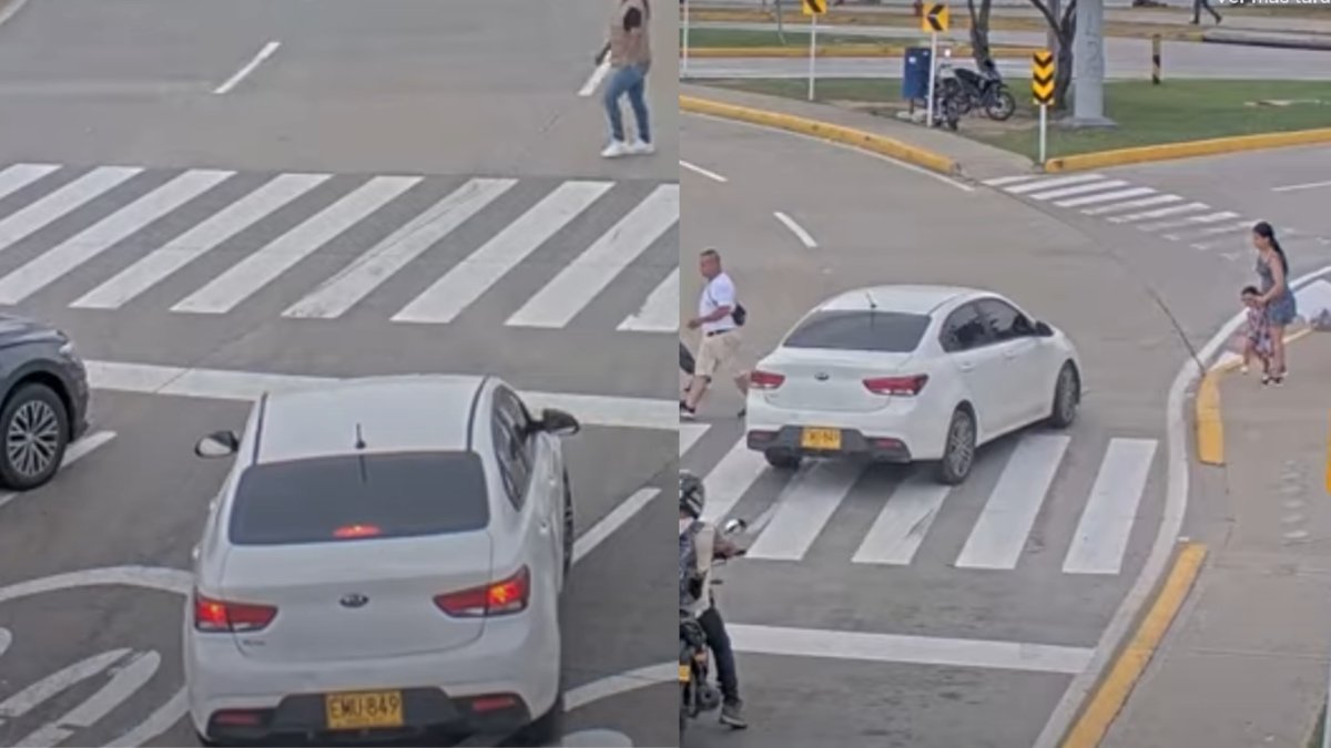 madre e hija se salvaron de ser atropelladas en rotonda vial