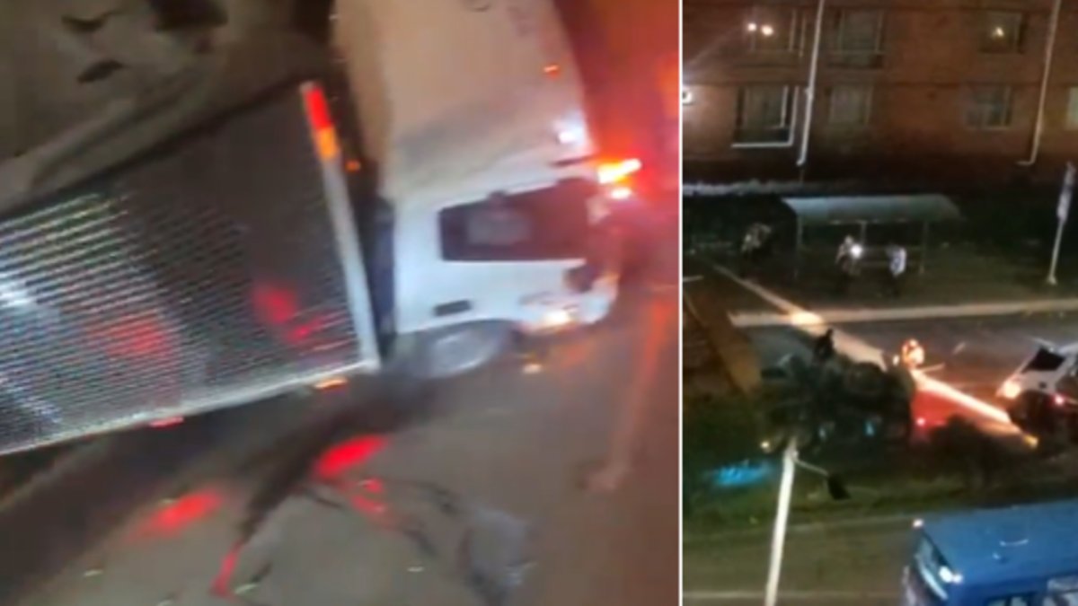 uno de los vehiculos quedo volcado