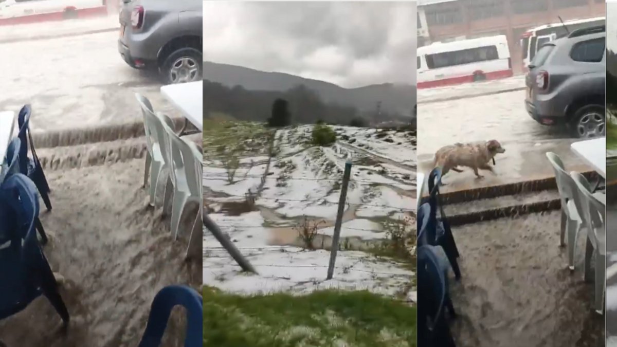 fuerte granizada en La Calera tiñó campos de blanco, dejó calles inundadas y afectó zonas comerciales y residenciales