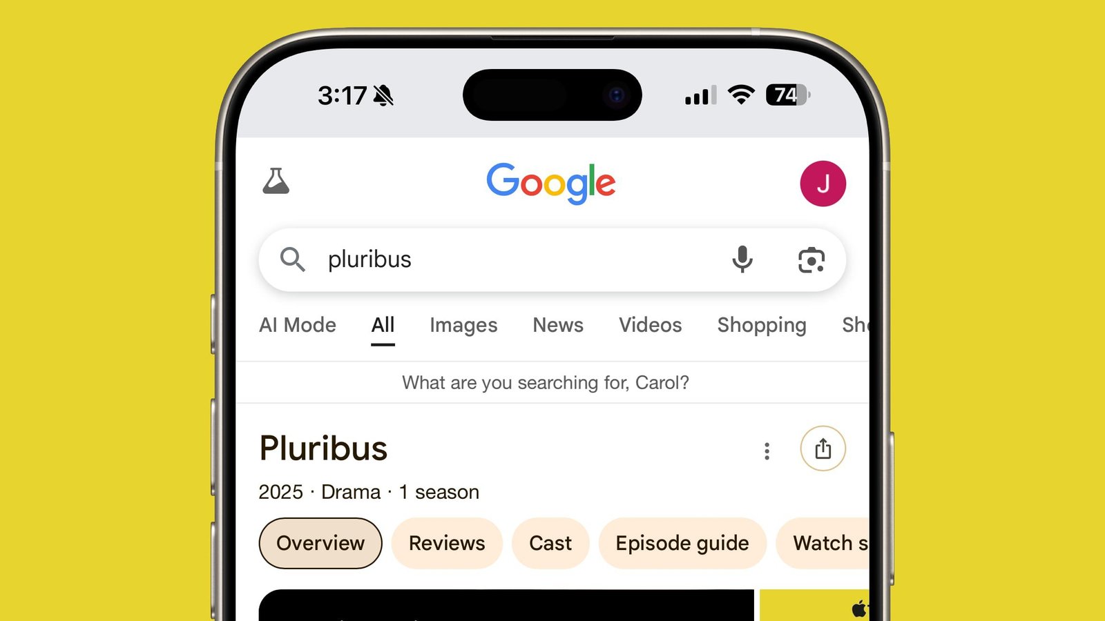 Google promociona la serie Pluribus de Apple TV con un mensaje de búsqueda secreto
