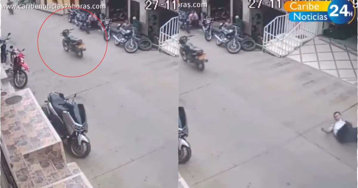 No tuvo tiempo para sobarse: Hombre salió rodando, la motocicleta siguió andando y tuvo que perseguirla por varios metros, todo quedó en video
