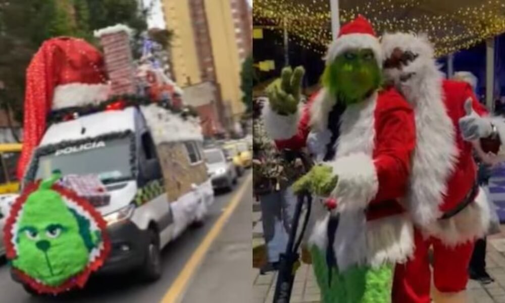 Papá Noel recorrió Bogotá escoltado por la Policía y su caravana navideña se volvió viral