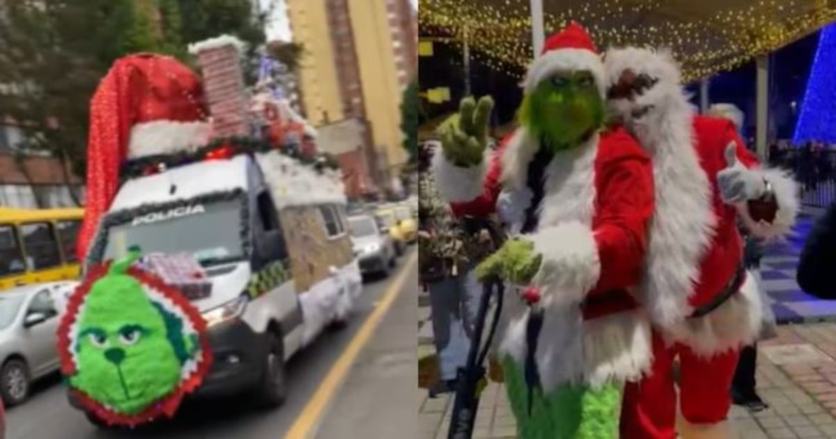Papá Noel recorrió Bogotá escoltado por la Policía y su caravana navideña se volvió viral
