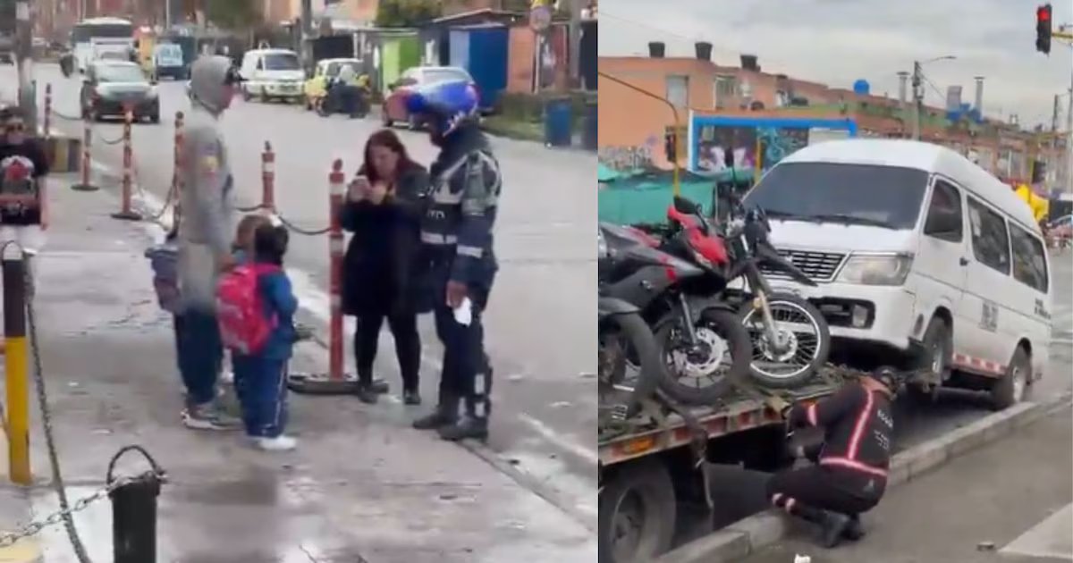 Ruta escolar inmovilizada en Bogotá deja a niños en la calle esperando y genera debate por procedimiento de tránsito