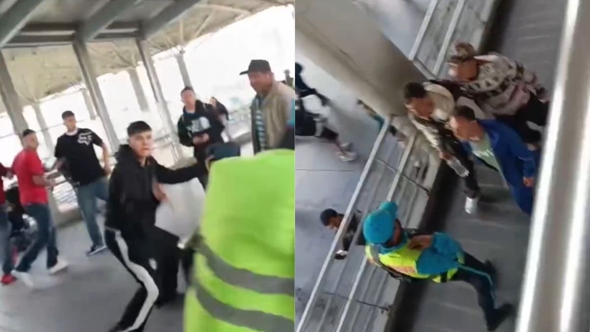 Brutal agresión con cuchillos a equipo anticolados en el Portal 20 de Julio en TransMilenio