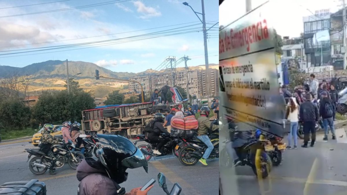 Reportan grave accidente múltiple que dejó un peatón muerto en el sur de Bogotá: camión chocó varios vehículos y se volcó
