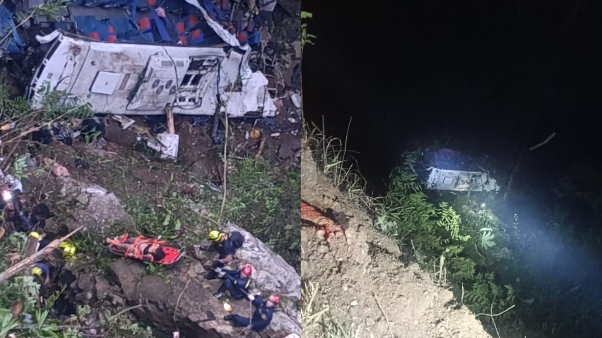 un bus cayó al vacío