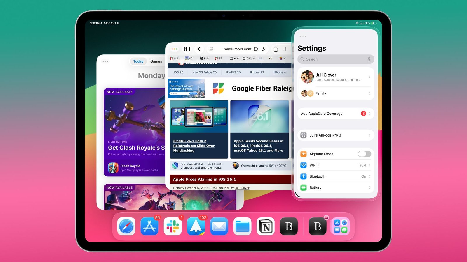Apple lanza iPadOS 26.2 con mejoras multitarea
