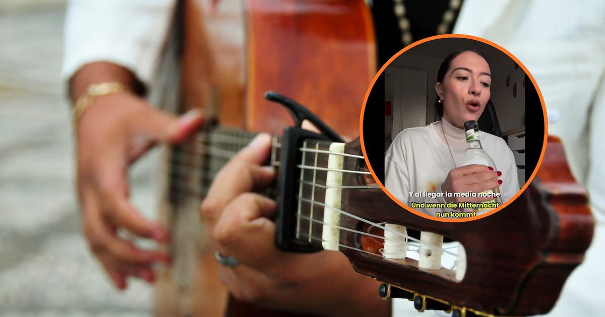Así suena popular canción decembrina en su versión alemana: creadora de contenido uso botella de aguardiente como micrófono