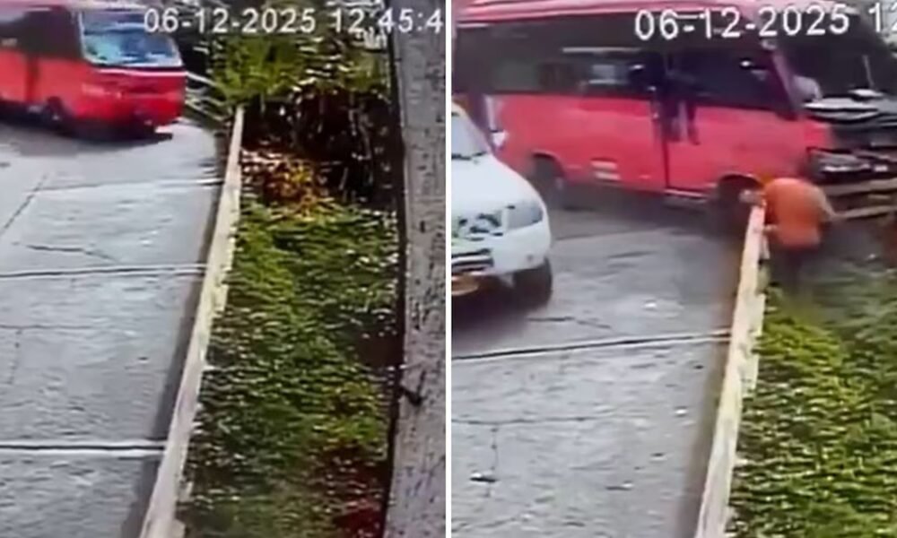 Bus de servicio público perdió los frenos y chocó contra barandas, en Ibagué: todo quedó en video