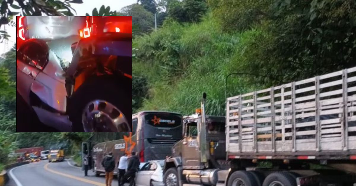 Choque múltiple entre cuatro vehículos en la vía a Ibagué: así quedaron los automotores involucrados