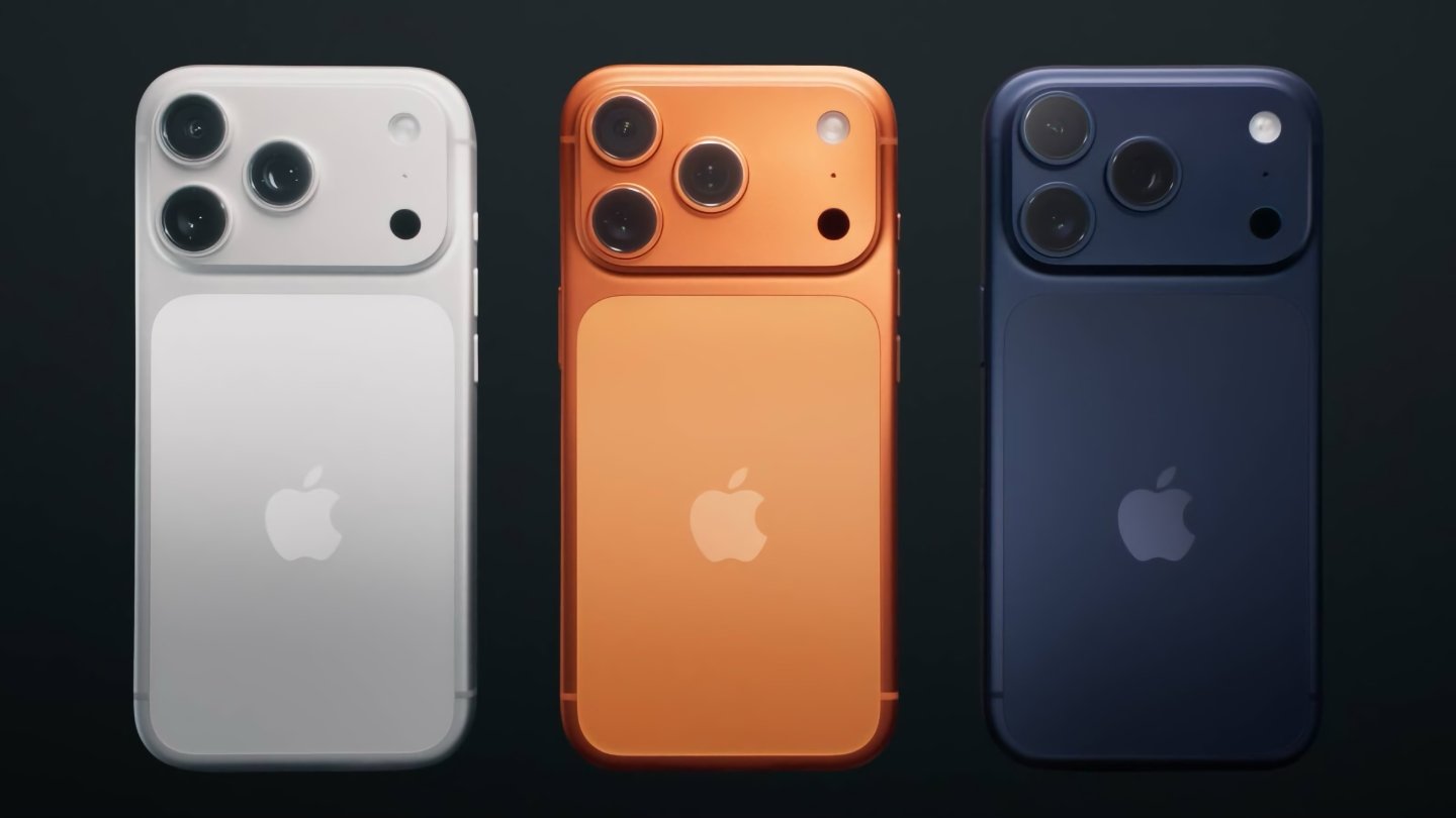 imagen donde se puede ver los nuevo iPhone 17 Pro en 3 colores
