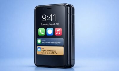 imagen generada por IA que simula un iPhone plegable con una pantalla externa de 5,3 pulgadas