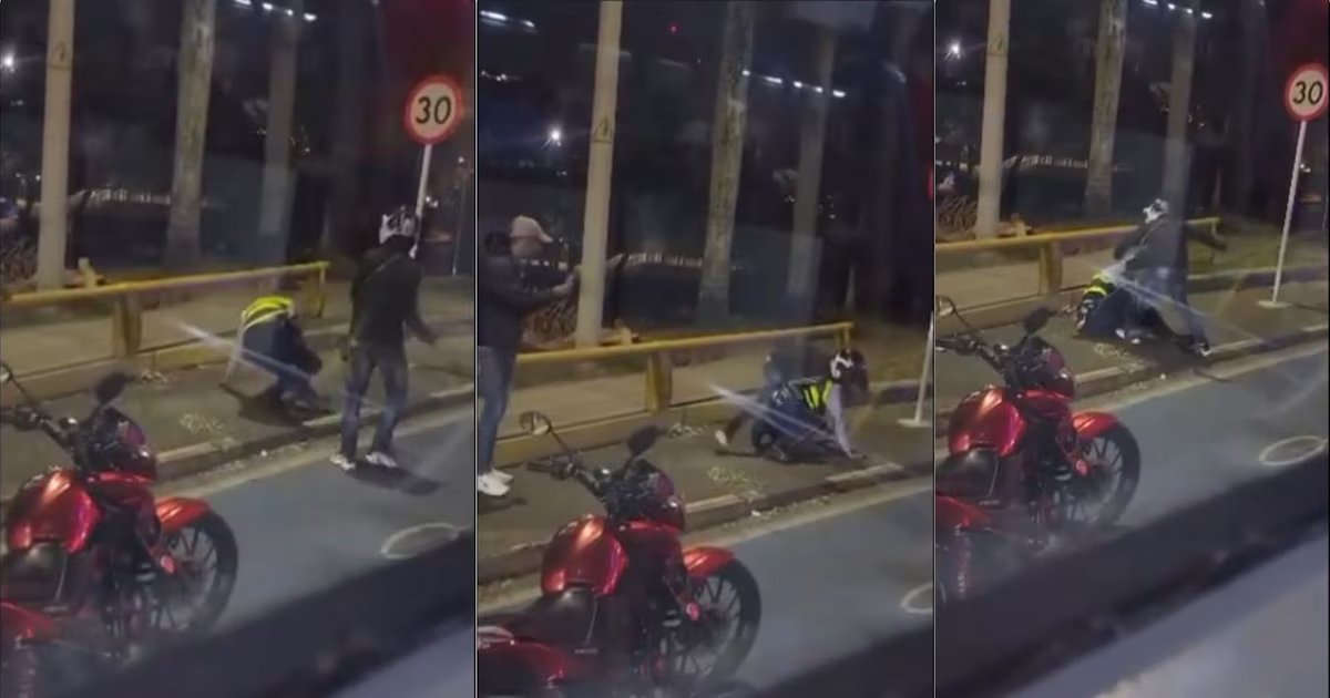 En video: motociclista agredió a agente de tránsito en Cali que le pidió sus documentos
