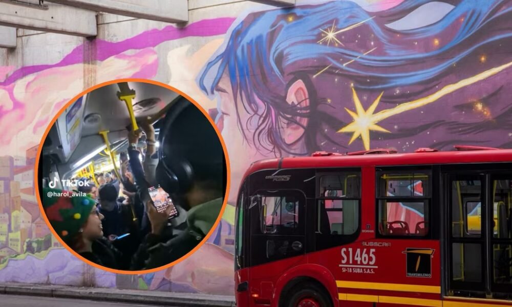 En video: usuarios de Transmilenio armaron el primer día de la novena en un bus
