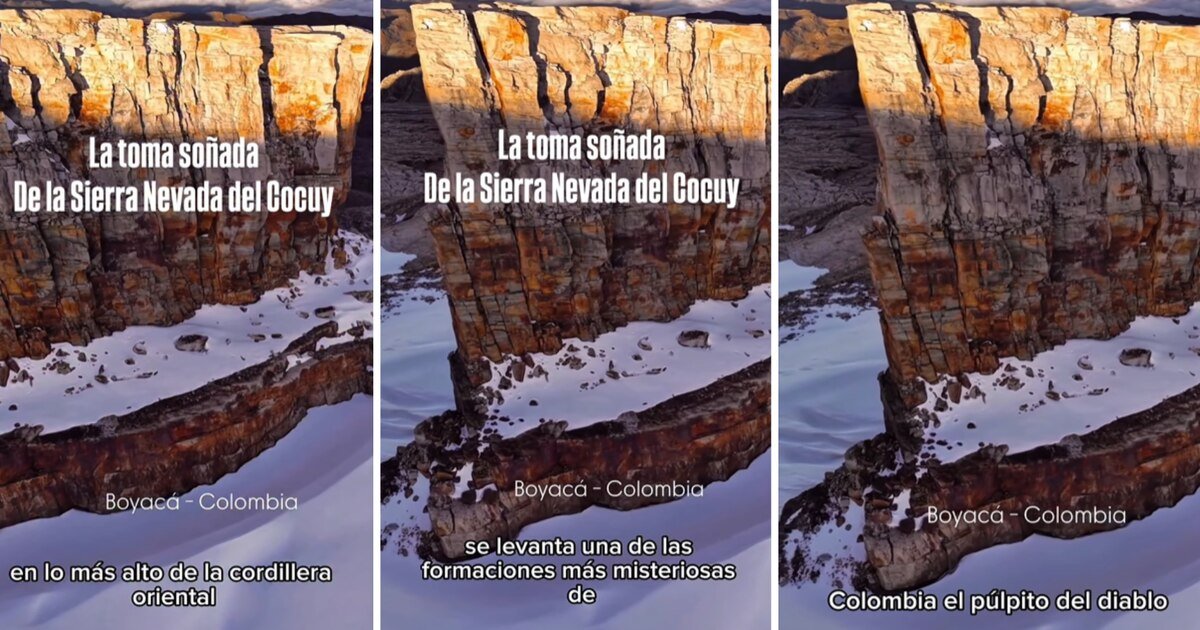 Espectaculares imágenes con dron del Púlpito del Diablo, el único punto donde no cae nieve en el Nevado del Cocuy: esta es la leyenda