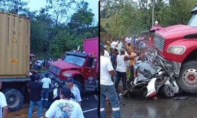 Video · Tractomula se quedó sin frenos en la vía Buenaventura y embistió carro familiar que quedó debajo de un camión: dos adultos murieron