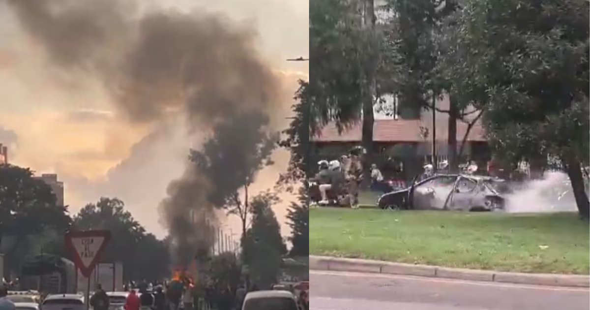 Videos muestran cómo se incendió un carro particular en plena avenida Boyacá, en Fontibón