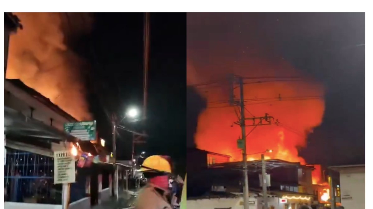 Reportan voraz incendio en un local comercial de Rionegro: los bomberos intentan controlarlo