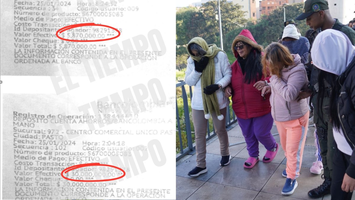 los comprobantes de las millonarias transferencias que banda de extorsionistas de Bogotá habrían hecho a sus mamás; unos quedaron libres