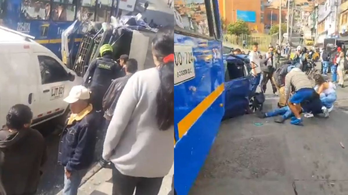 el siniestro involucra 3 camionetas, autobús Sitp y un peatón; una persona fallecida