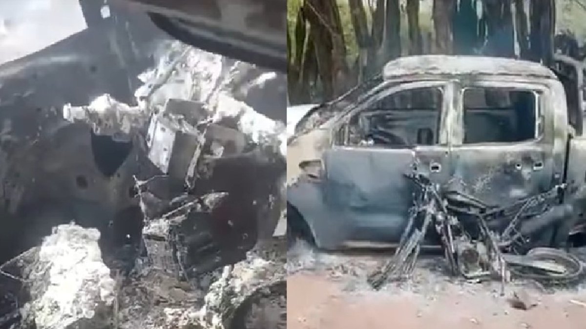 sus vehículos los incineraron en medio del ataque