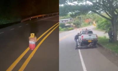 Hostigamientos contra la Policía durante la desactivación de un cilindro instalado en la vía Cali