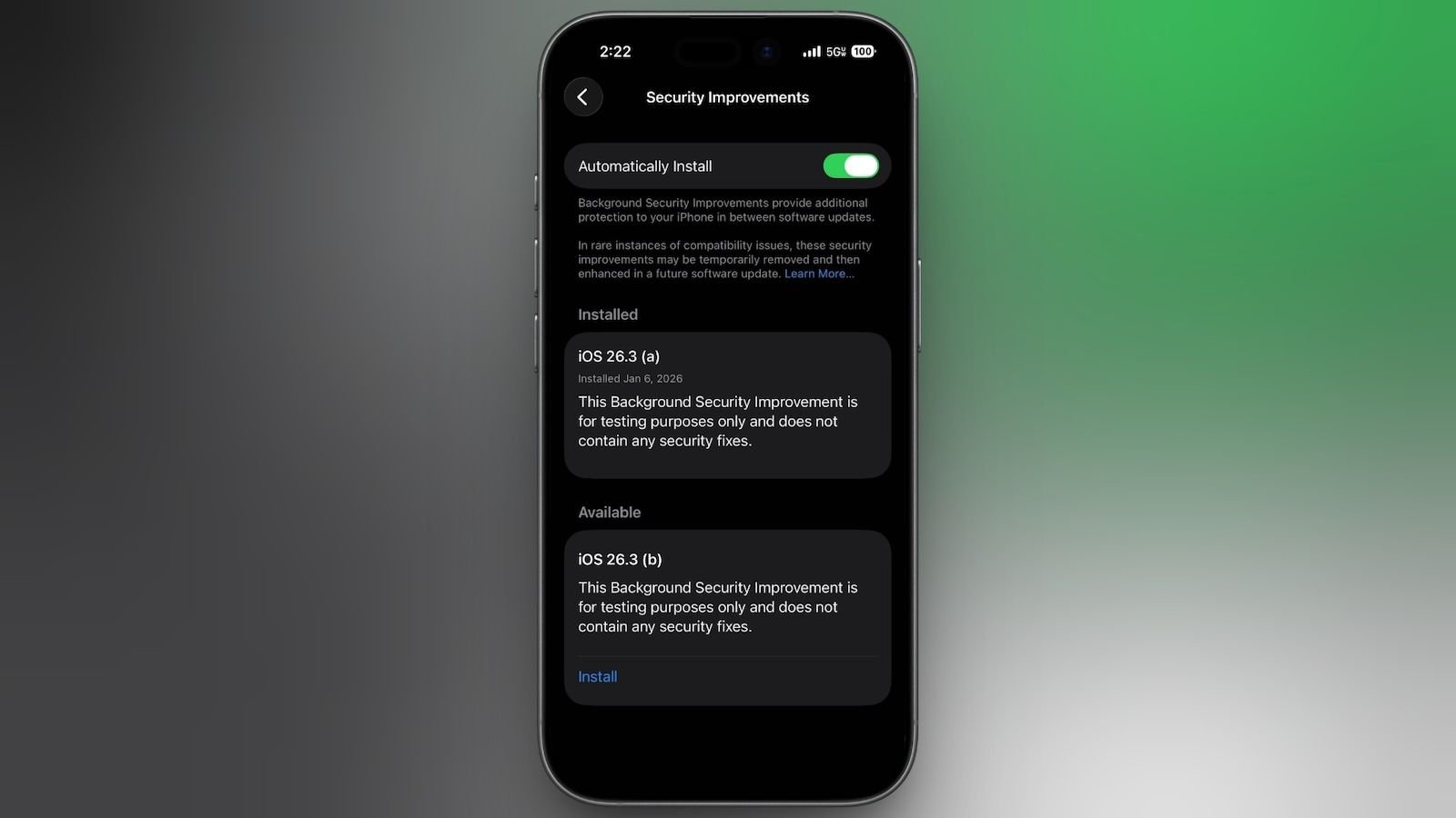 Apple vuelve a probar actualizaciones de seguridad en segundo plano en iOS 26.3 y macOS Tahoe 26.3