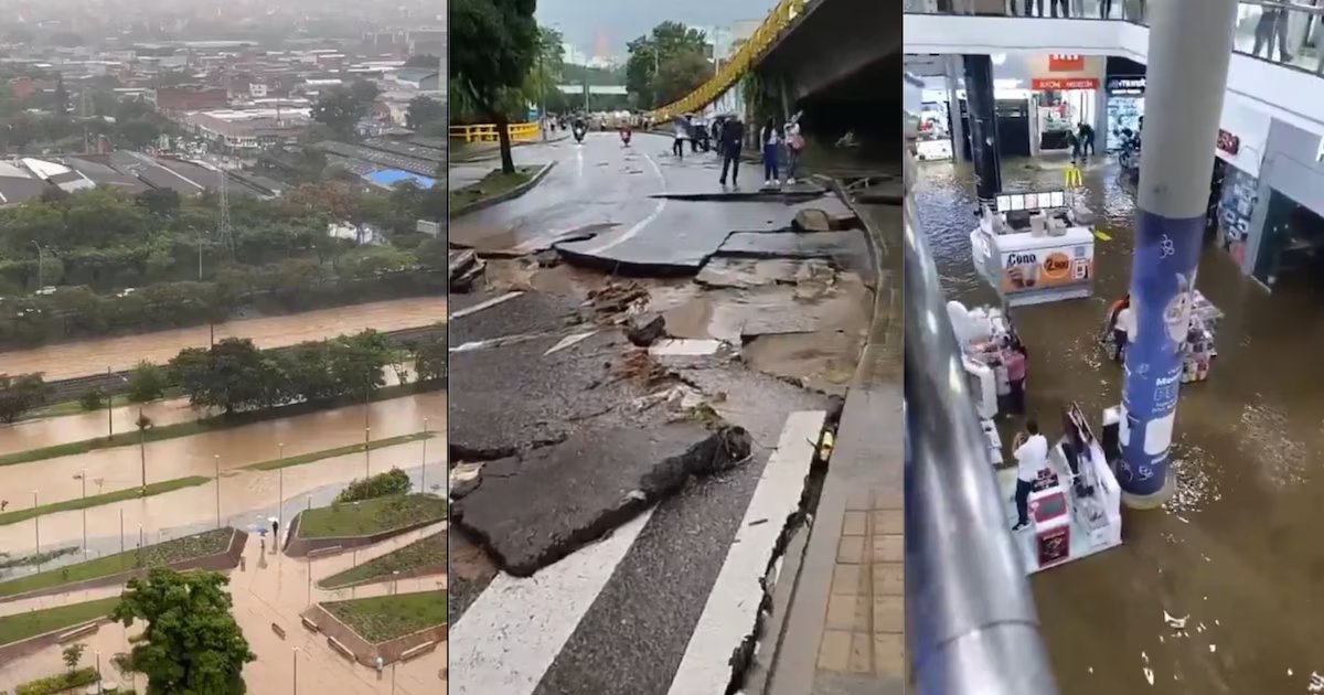 En 44 minutos cayó el diluvio en Medellín: árboles caídos, fallas eléctricas, destrucción de una vía, inundaciones y hasta evacuación de conocido supermercado