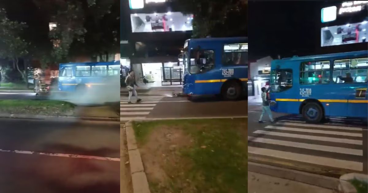 En video: bus del Sitp embistió dos veces a una motocicleta en presunto caso de intolerancia vial en Suba