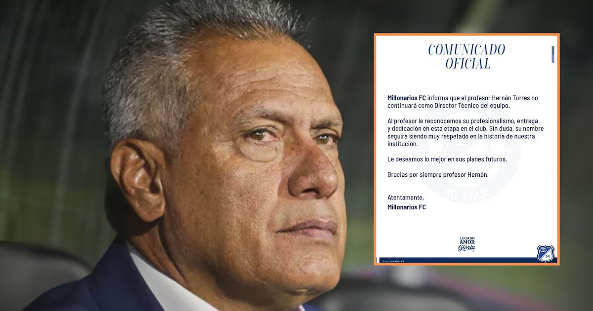 Hernán Torres deja de ser técnico de Millonarios tras crisis de resultados y presión de la hinchada