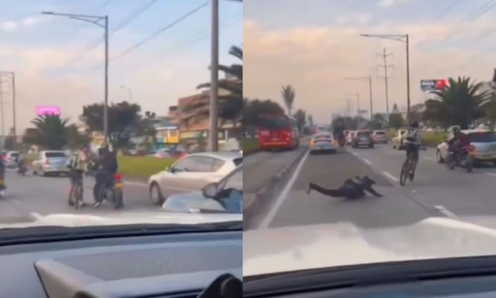 Intolerancia en Bogotá: esta fue la insólita acción de un ciclista para ganar la discusión con un motociclista en plena vía