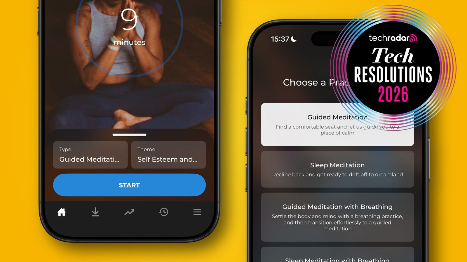 The Meditation Down Dog app on an iPhone