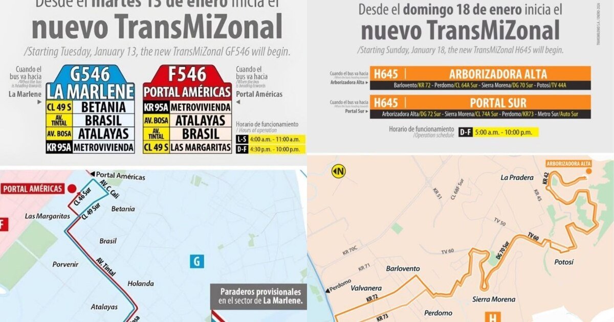 Transmilenio anunció dos nuevas rutas zonales para el sur de Bogotá, una conecta con Soacha