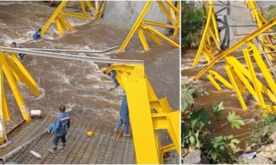 Momentos de angustia tras el colapso de puente metálico en Boyacá: seis obreros resultaron heridos tras caer al río en zona rural de Moniquirá