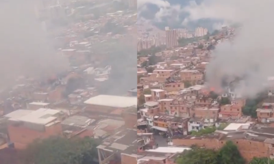 incendio consume varias casas del barrio Andalucía, en el nororiente de Medellín; Los civiles combaten las llamas mientras llegan los bomberos.