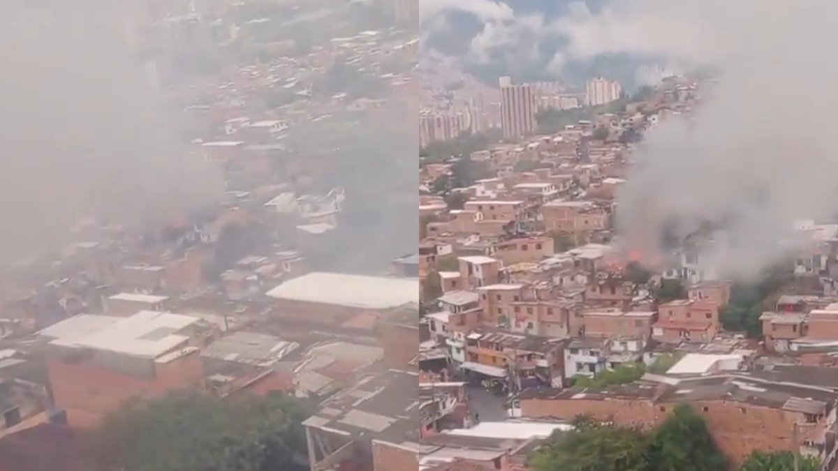 incendio consume varias casas del barrio Andalucía, en el nororiente de Medellín; Los civiles combaten las llamas mientras llegan los bomberos.