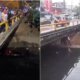 un carro cayó a un canal de aguas residuales en Cuatro Esquinas, en Cali, tras estrellarse con una moto y la creciente se lo llevó