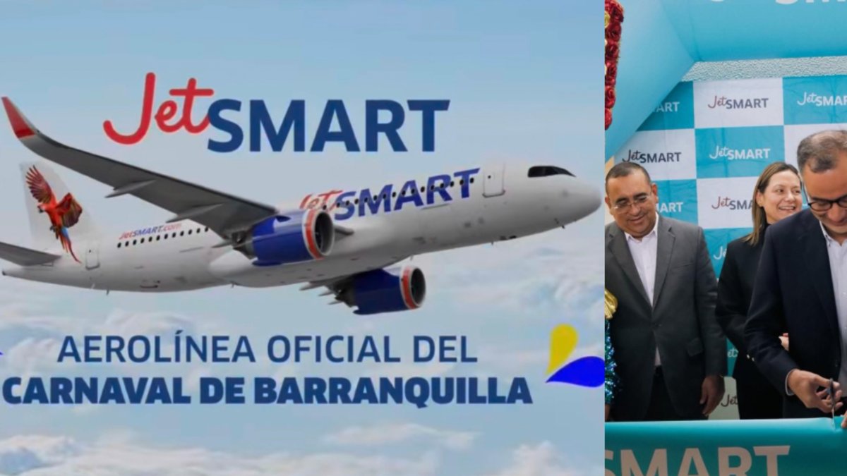 JetSmart comienza operación de la nueva ruta Bogotá–Barranquilla como avión oficial del Carnaval