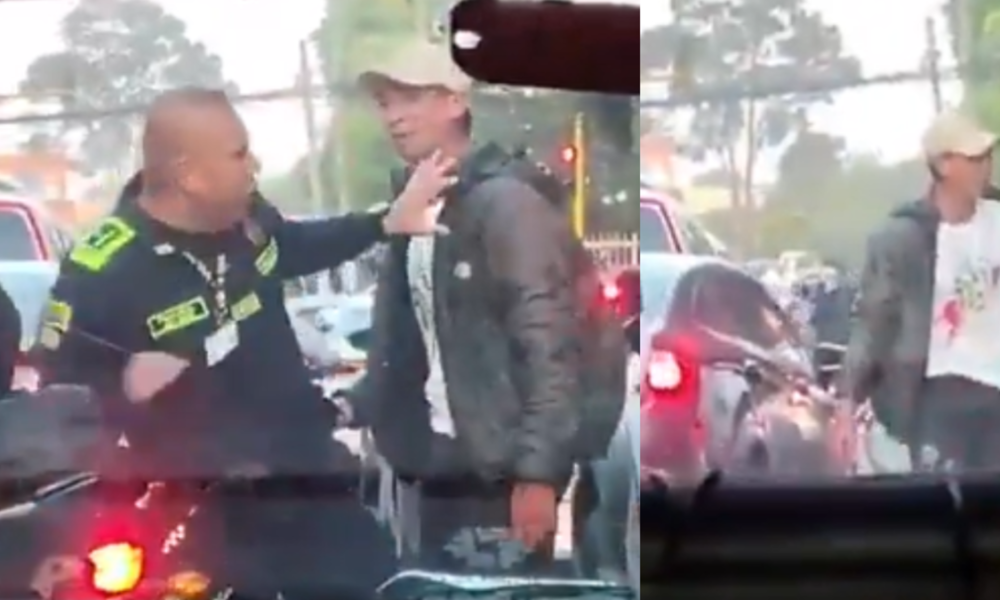 Hombre atacó a golpes a un uniformado de la Policía y rompió el espejo de una patrulla en la localidad de Suba, en Bogotá.