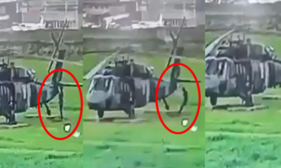 Impactante video mostró el instante en que rayo golpeó a un soldado profesional que estaba junto a un helicóptero militar en Popayán, Cauca.